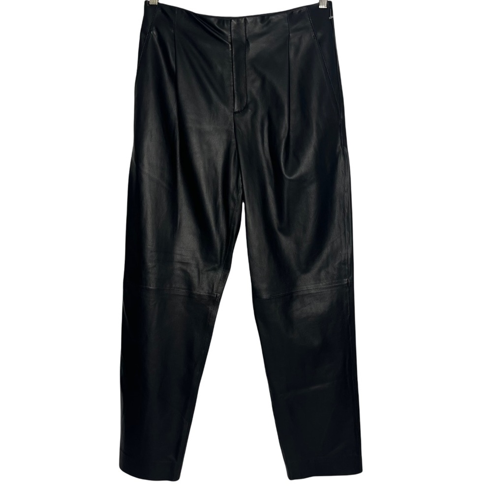 Vince. Black 100% Lamb Leather Tapered Straight Leg Pants Size 8 NWT - Picture 5 of 16